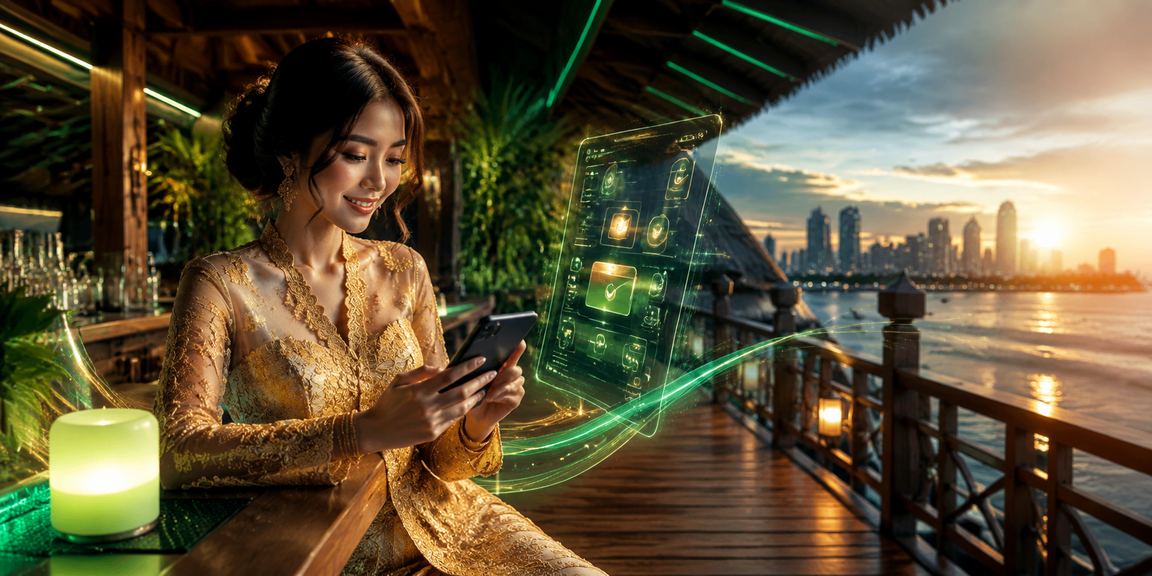 Aplikasi 10t di telefon pintar dengan tema kebaya Sabah